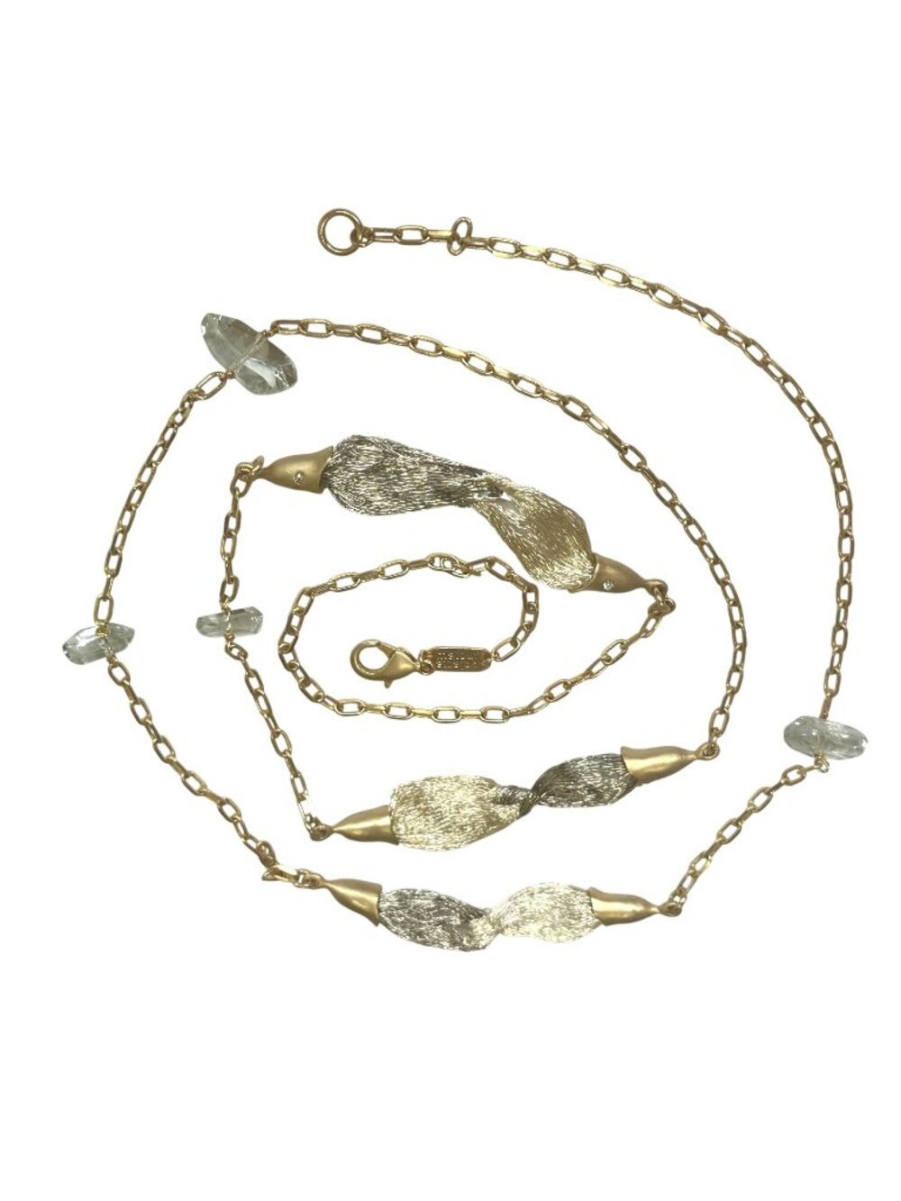 Colette Malouf Gold-Tone Necklace With Crystal Quartz Accents & Metallic Twisted